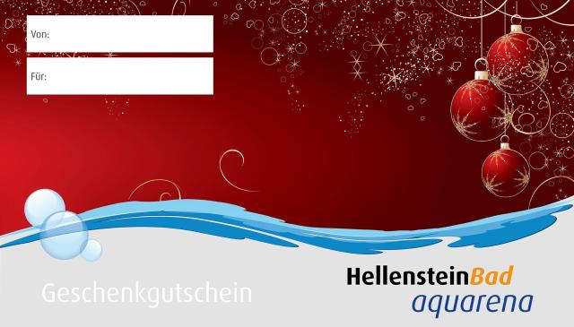 Illustration mit drei Christbaumkugeln vor einem roten Sternenhintergrund